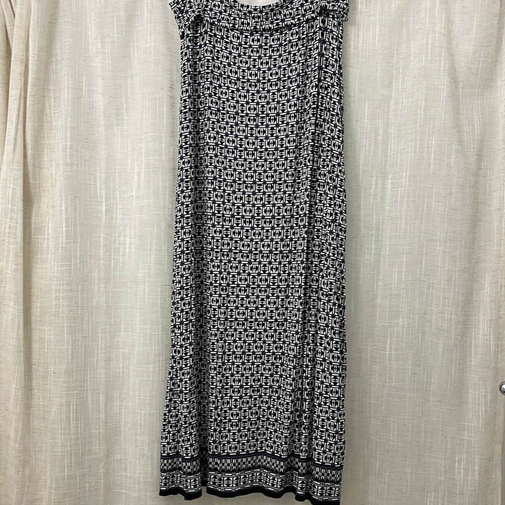 Max Studio Maxi Skirt/Strapless Dress Black/White/Blue Size XL PTP 18” Stretchy
